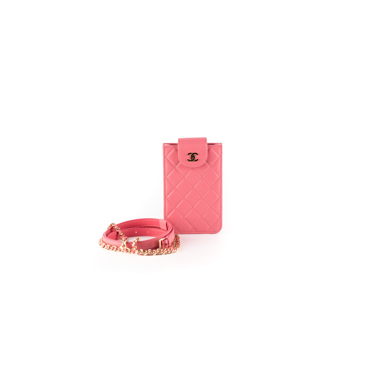 Chanel Lambskin Leather Pink Phone Case - Luxury Designer Phone Holder for iPhone & Samsung | Perfect for Everyday Use, Travel & Gift Giving