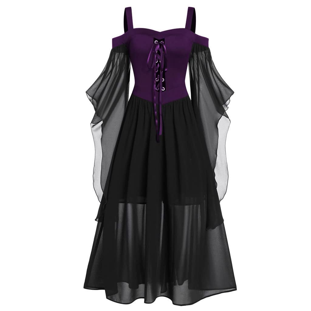 Gothic Women's Dress - Morticia Witch Batwing Sleeve Floor Length Bodycon Dress | Halloween Cosplay Costume for Women | Perfect for Gothic Parties, Halloween Events & Themed Nights