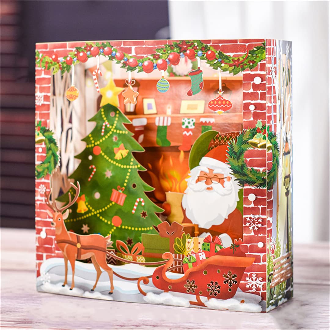 10 Pack 3D Pop Up Christmas Cards - Festive Holiday Greeting Cards for Kids, Xmas & New Year Gifts | Perfect for Classroom Exchanges, Family Celebrations & Holiday Party Favors