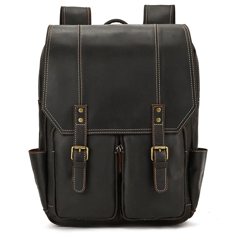 Premium Genuine Leather 16-Inch Laptop Backpack for Men - Durable Business Briefcase & Travel Backpack for Work, Commuting & Outdoor Adventures