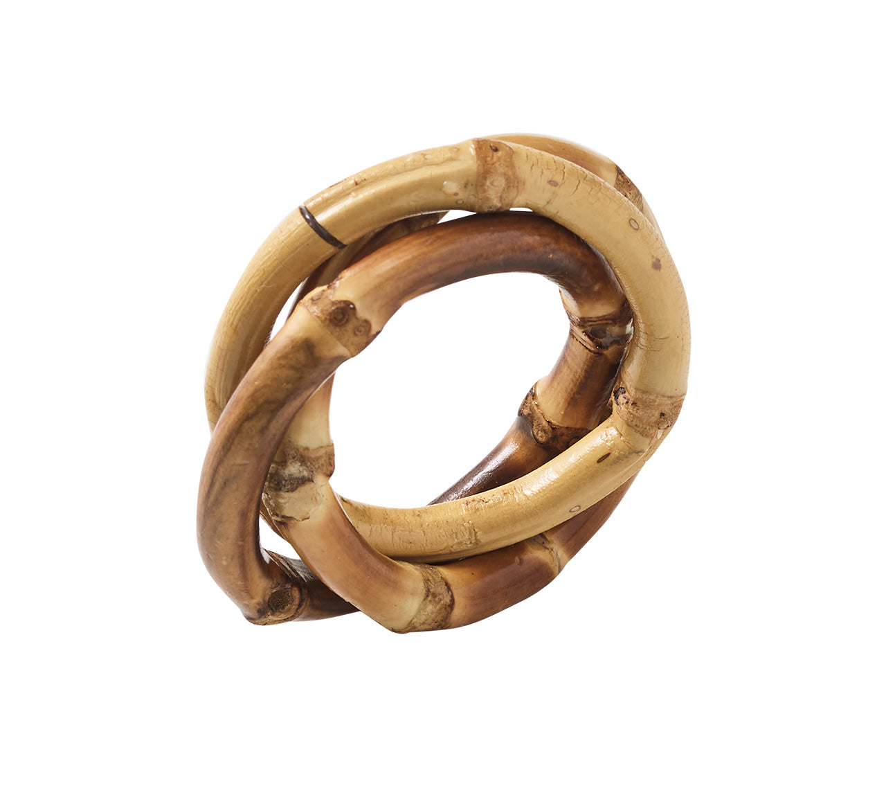 Natural Bamboo Trinity Napkin Rings - Set of 4 for Elegant Table Setting, Wedding Decor & Holiday Dinner Party