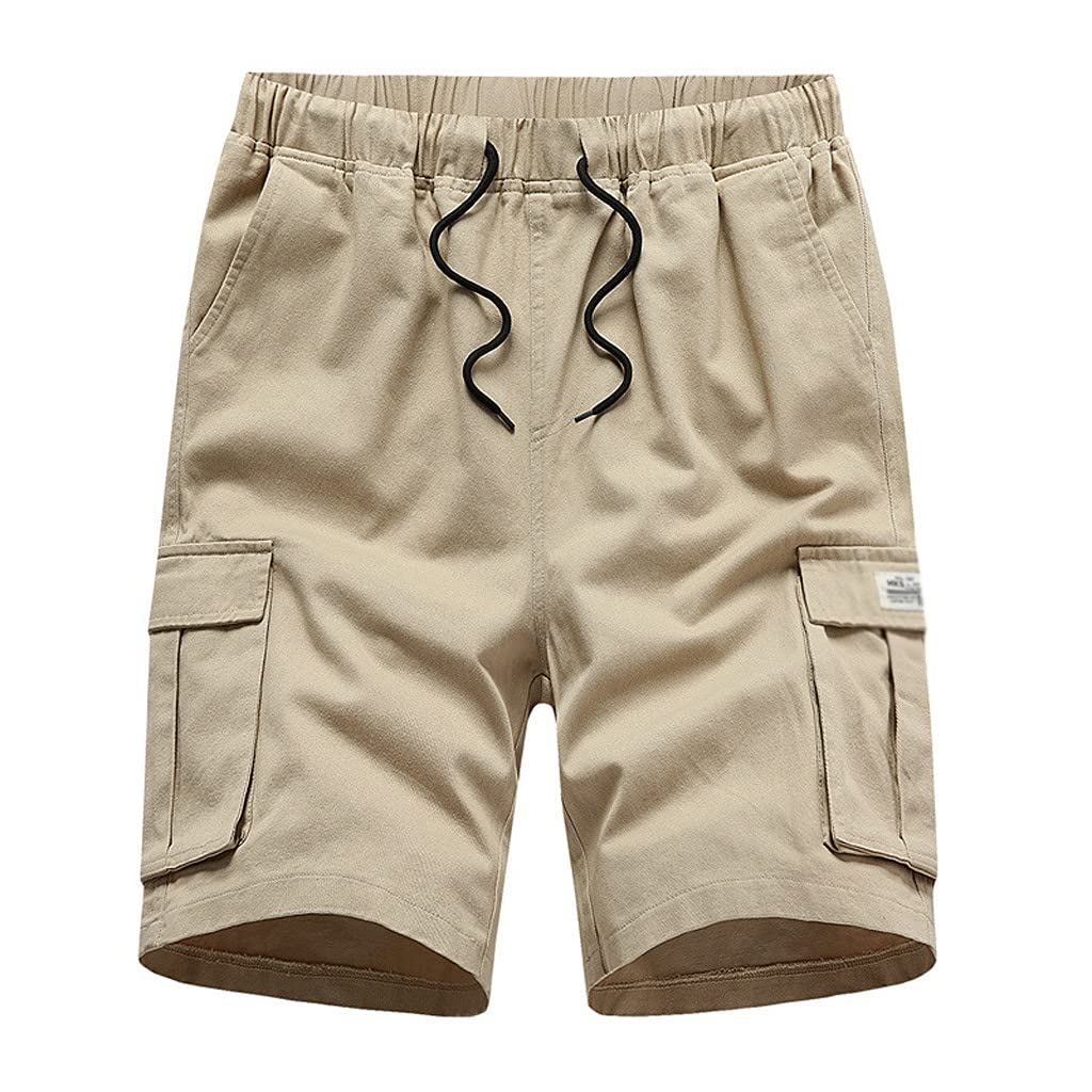 **Men's Summer Cargo Shorts - Cotton Casual Outdoor Shorts with Pockets, Mid Waist Drawstring, Loose Fit - X-Large (7XL) - Perfect for Hiking, Travel & Everyday Wear**