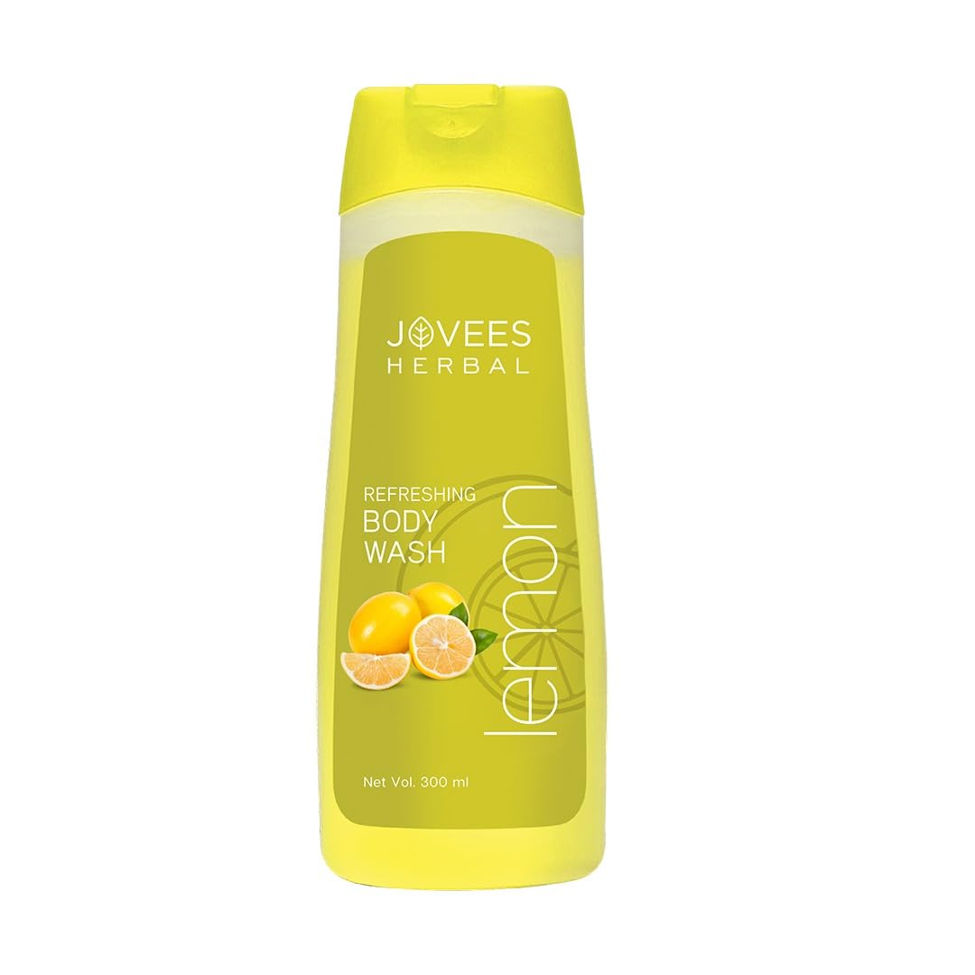 Jovees Herbal Lemon Body Wash with Lemon, Raspberry & Avocado Extracts - Moisturizing Shower Gel for Dry, Rough & Bumpy Skin - Long Lasting Fragrance - 300ml - Perfect for Daily Hydration & Skin Softening Routine