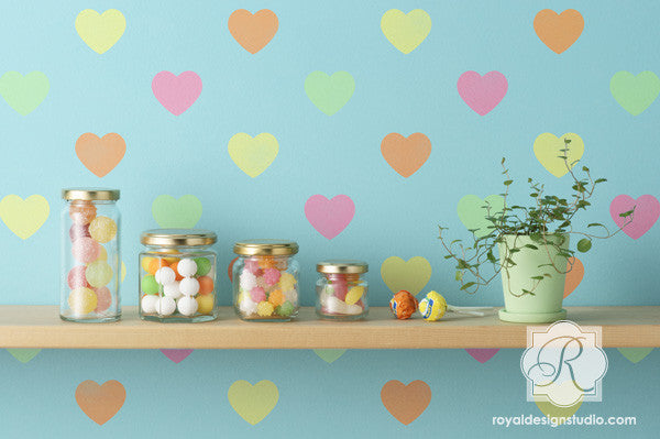 Polka Heart Wall Stencil - Reusable DIY Painting Template for Home Decor, Nursery, Kids Room & Wedding - Perfect for Walls, Furniture & Crafts