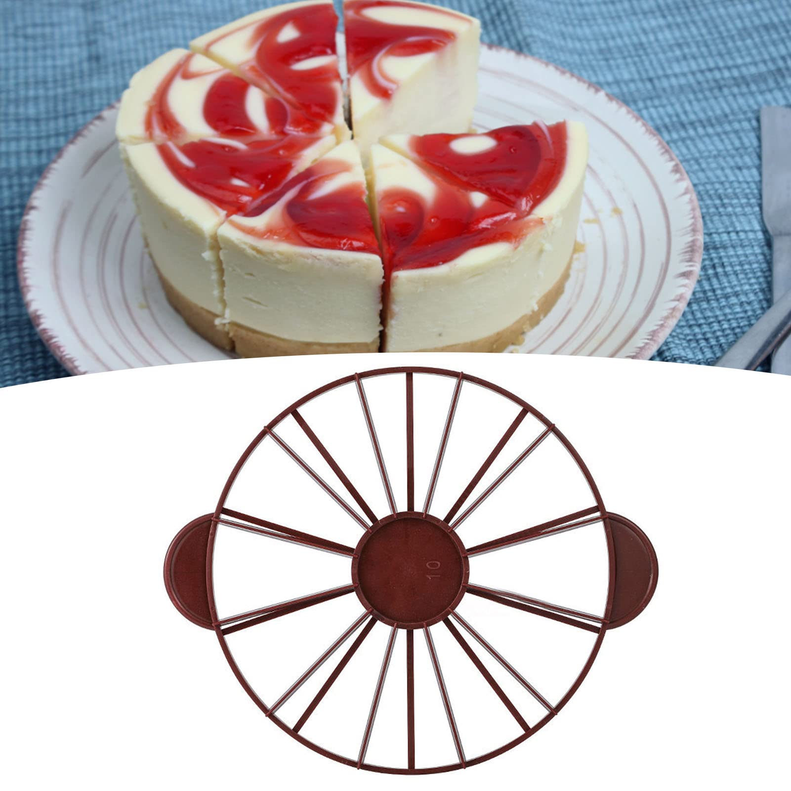 10/12 Piece Round Cake Portion Marker - Equal Bread & Cake Divider for Perfect Even Slices - Baking Tool (Dark Red) - Ideal for Birthday Cakes, Wedding Desserts & Professional Baking