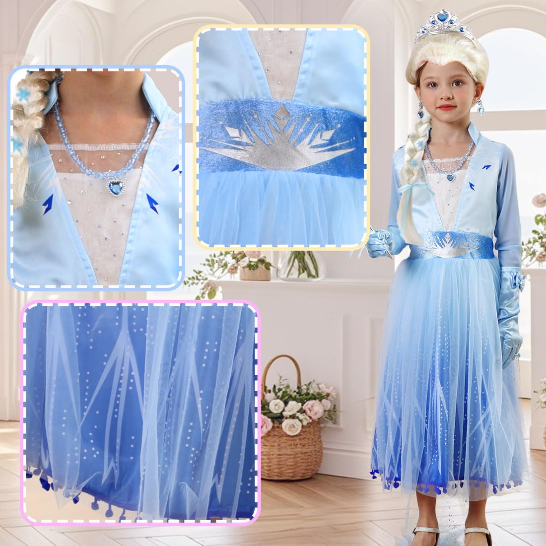 **Elsa Costume for Toddler Girls - Frozen Snow Princess Dress with Wig | Blue Disney Cosplay Outfit for Halloween, Birthday Party & Christmas | Perfect for Dress-Up, Role Play & Special Events**