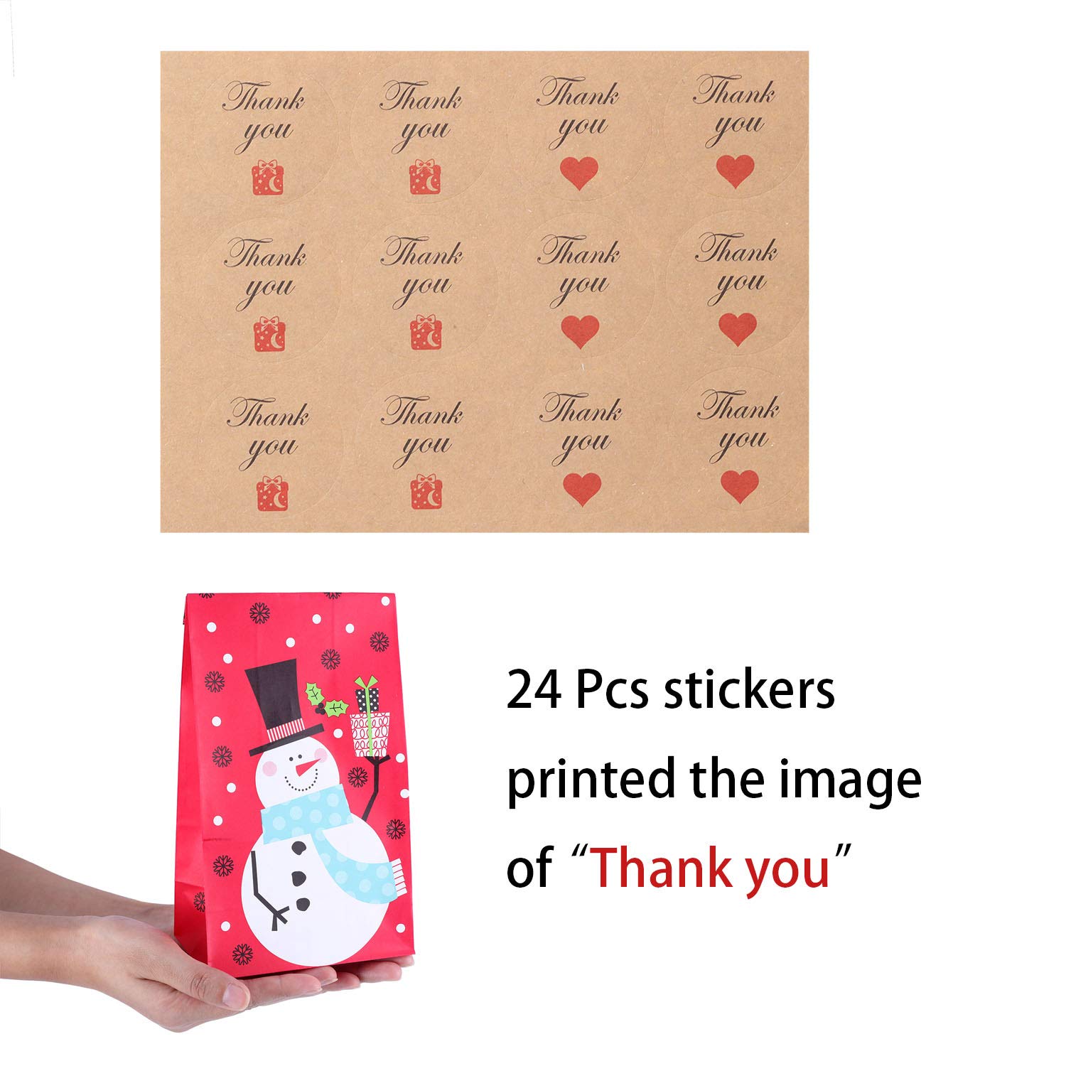 24 Pack Christmas Party Treat Bags with Snowman Design & Stickers - Holiday Goodie Bags for Candy, Gifts & Festive Celebrations | Perfect for Kids Christmas Parties, Classroom Treats & Holiday Gift Exchanges