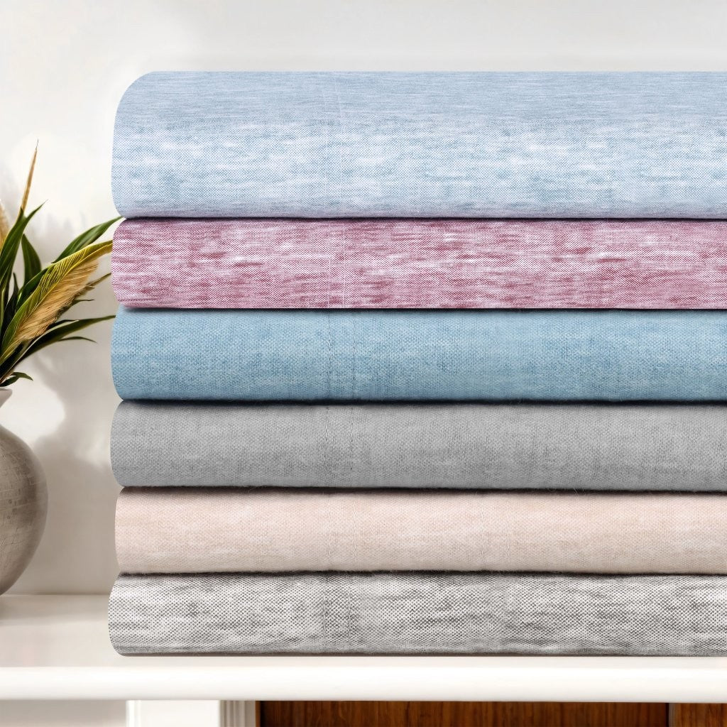 Premium Melange Flannel Cotton Two-Toned Brushed Deep Pocket Sheet Set - Ultra Soft & Cozy for Winter Nights, Perfect for Bedroom Comfort & Warmth