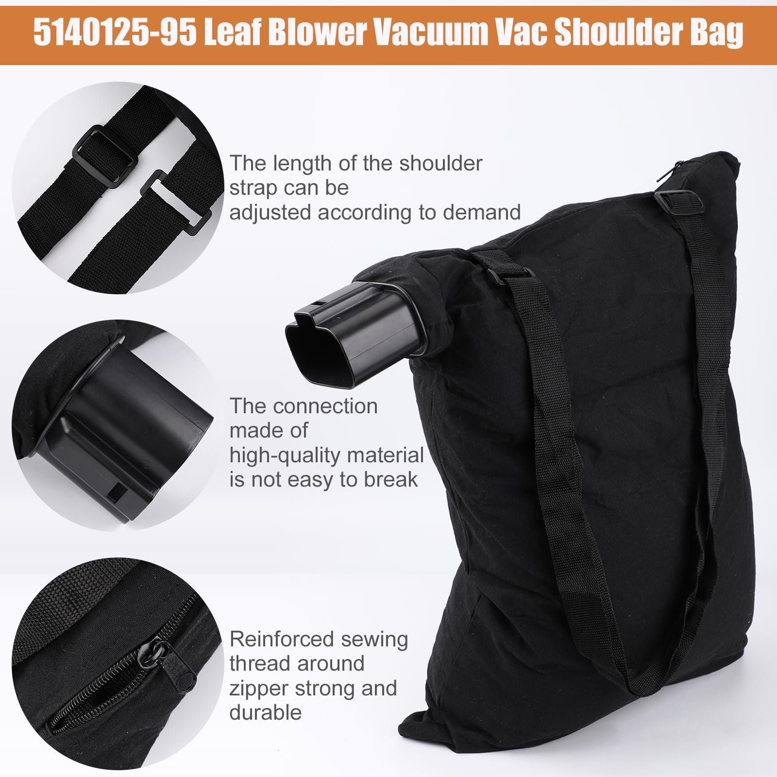 High Capacity Leaf Blower Vacuum Bag - Compatible with Black & Decker BV3100/BV2900 - Durable Shoulder Collection Bag for Yard Waste (Model 5140117-99/5140125-95) - Perfect for Fall Cleanup, Lawn Maintenance & Gardening Accessories