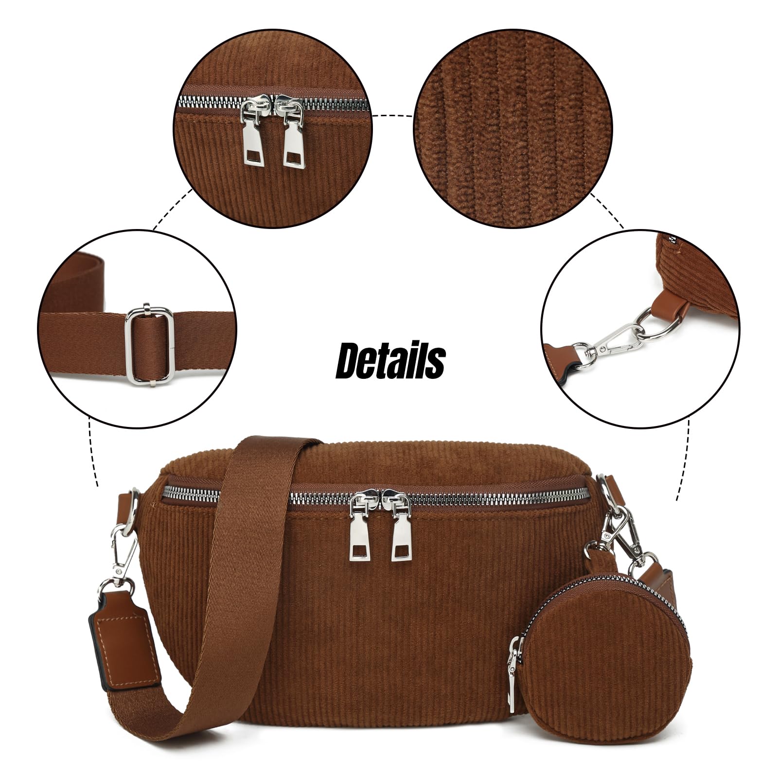 Trendy Women's Crossbody Sling Bag - Adjustable Strap Faux Leather Chest Fanny Pack for Travel, Gym & Daily Use | Small Purse for Phone & Essentials