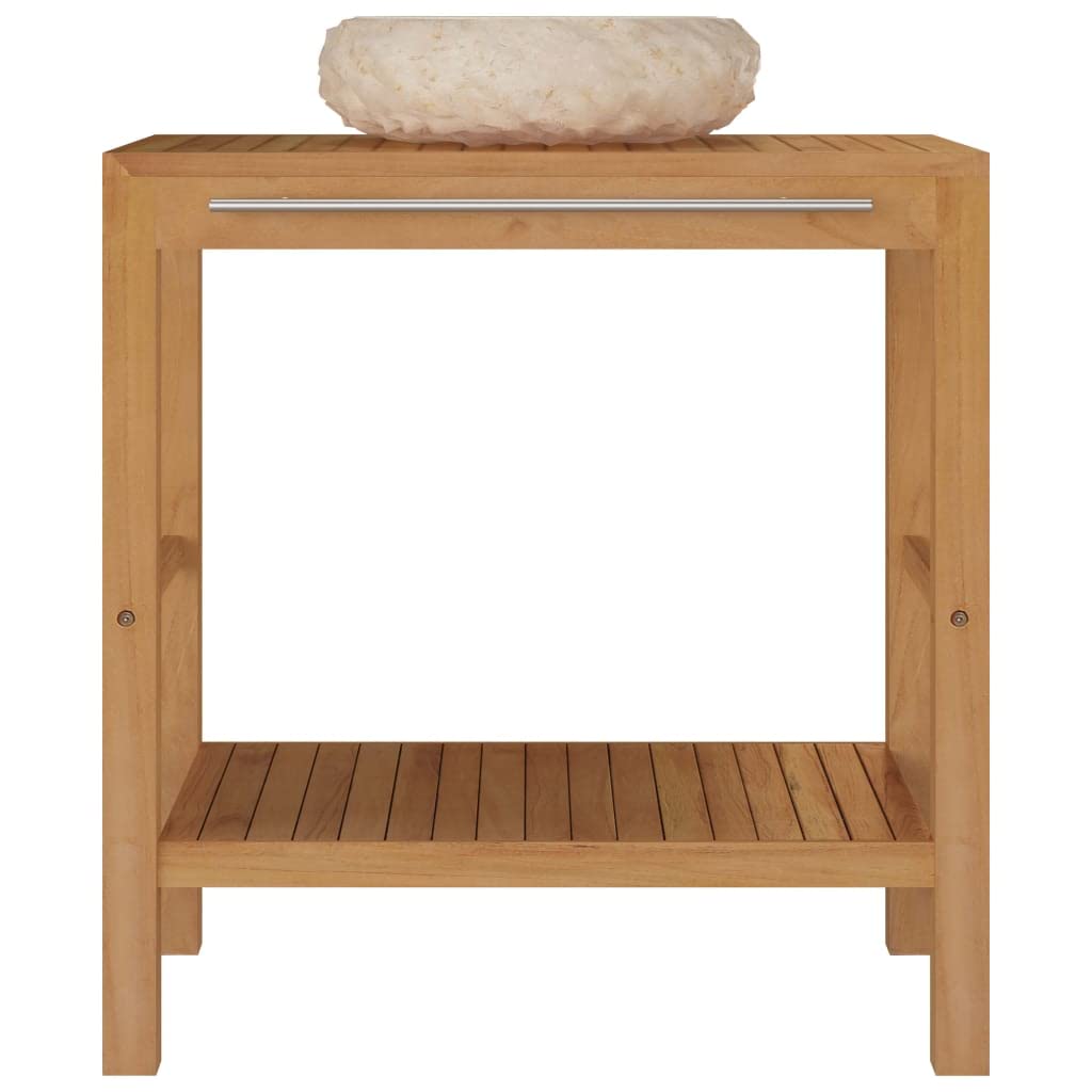 Premium Solid Teak Wood Bathroom Vanity Cabinet with Sink & Marble Top - Modern Cream Wash Basin Furniture for Home, Indoor Bathroom & Powder Room - Perfect for Master Bath, Guest Bath & Small Space Solutions