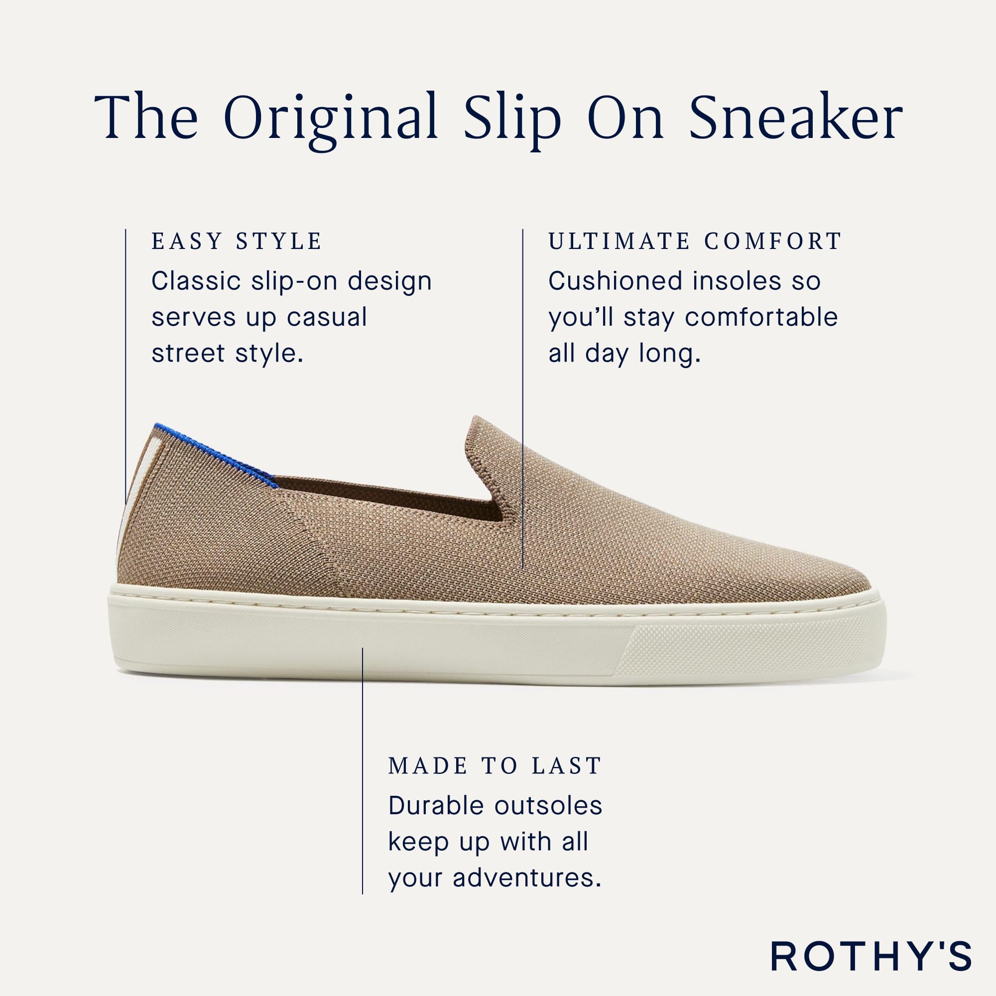 Rothy's The Original Slip-On Sneakers for Women | Eco-Friendly Recycled Plastic Bottle Shoes | Machine Washable Casual Fashion Footwear | Perfect for Work, Travel & Everyday Wear