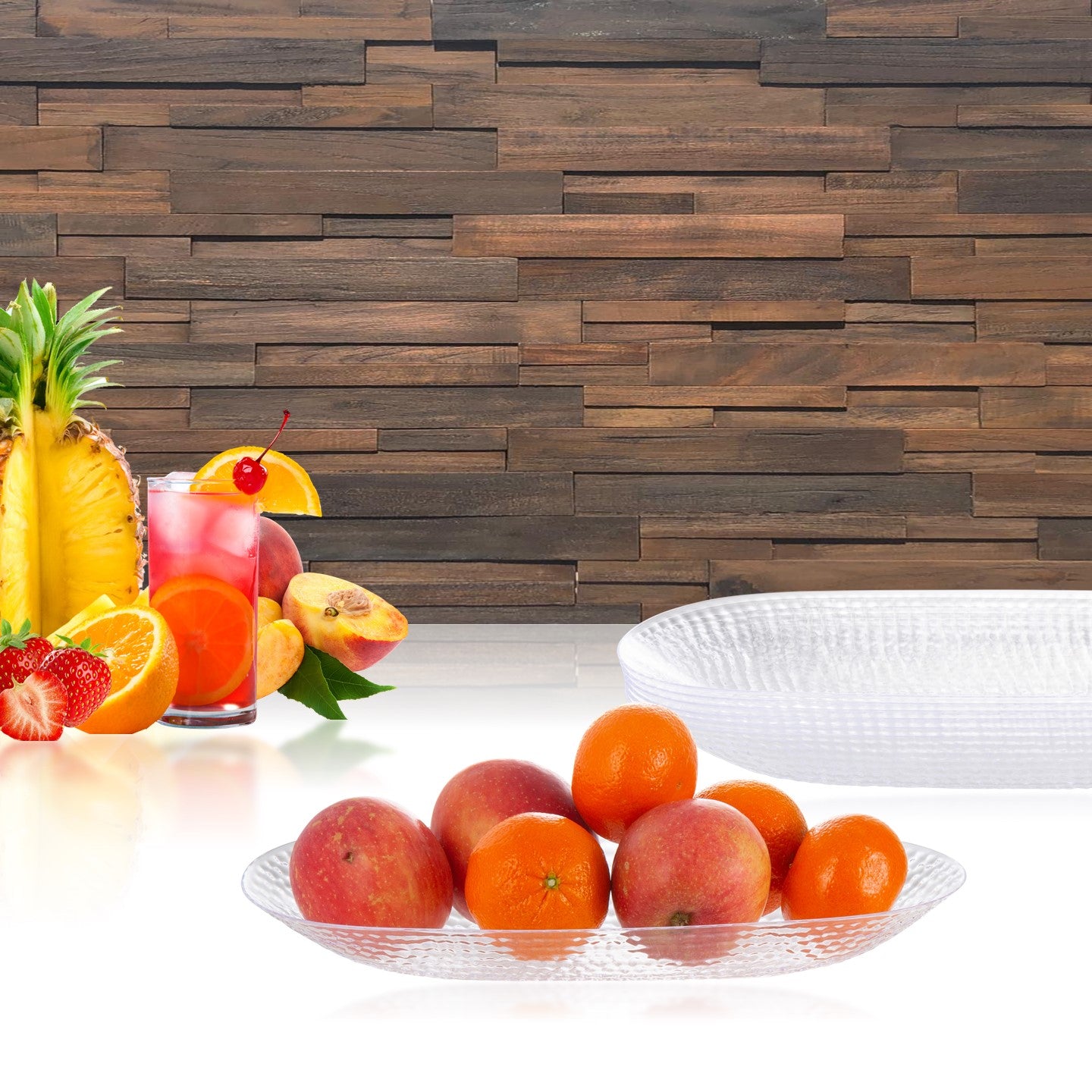 2 Pack Clear Plastic Oval Pebbled Serving Dishes - Perfect for Party Appetizers, Desserts, and Charcuterie Boards