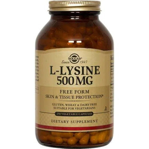 Solgar L-Lysine 500mg Supplement for Immune Support & Cold Sore Relief - Supports Collagen Production & Skin Health - Vegan, Non-GMO - Ideal for Daily Wellness & Immune System Boost