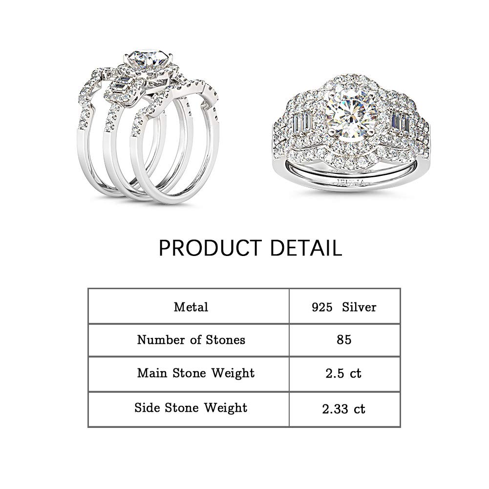 Jeulia 2 Carat Sterling Silver Halo Engagement Ring for Women - Round Cut Cubic Zirconia Bridal Set, Wedding & Anniversary Band - Perfect for Proposals, Weddings, and Special Occasions