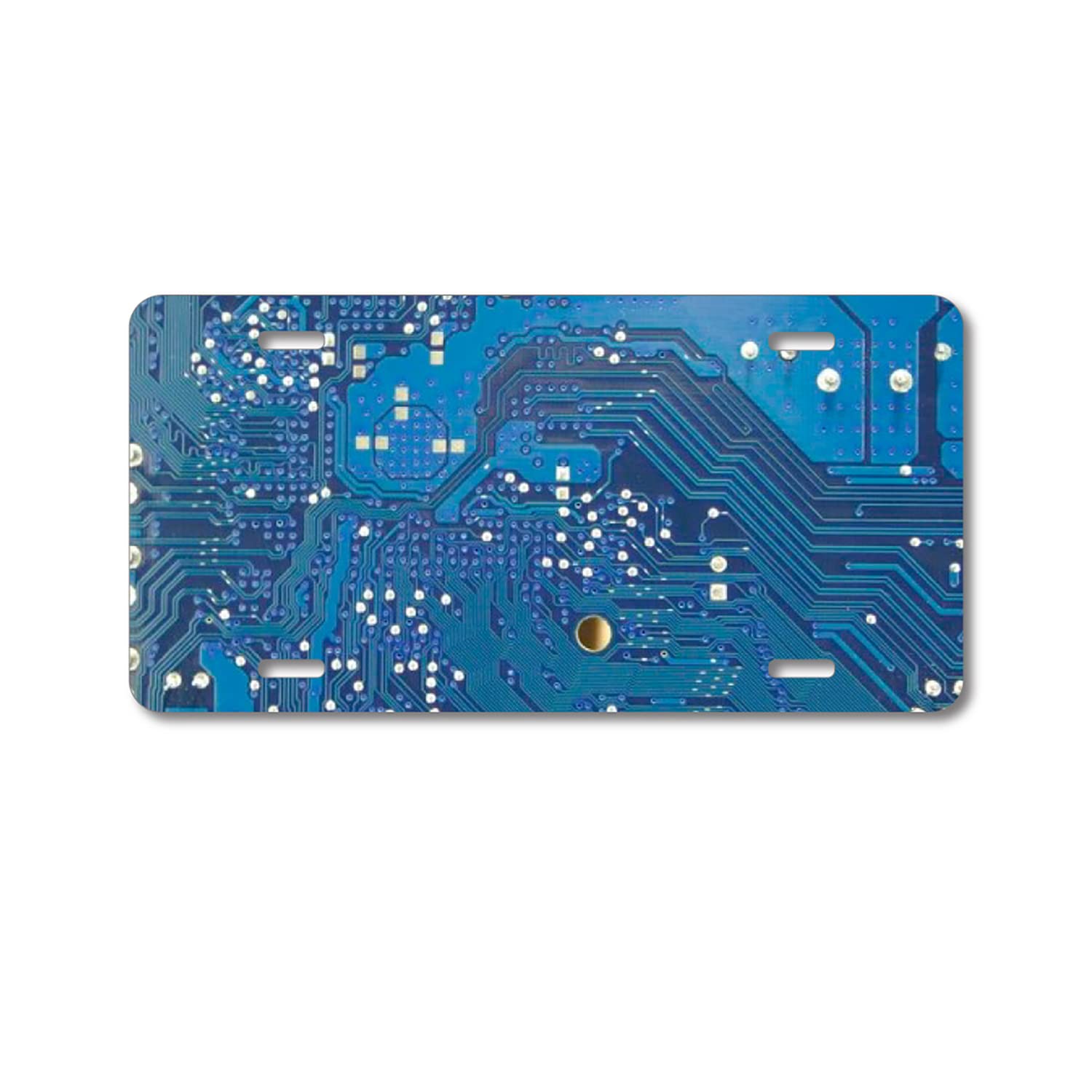 Custom Aluminum Vanity License Plate with Blue Circuit Board Design - Personalized Front Car Plate for Vehicles, Trucks & Motorcycles - Perfect for Car Shows, Gifts & Customization