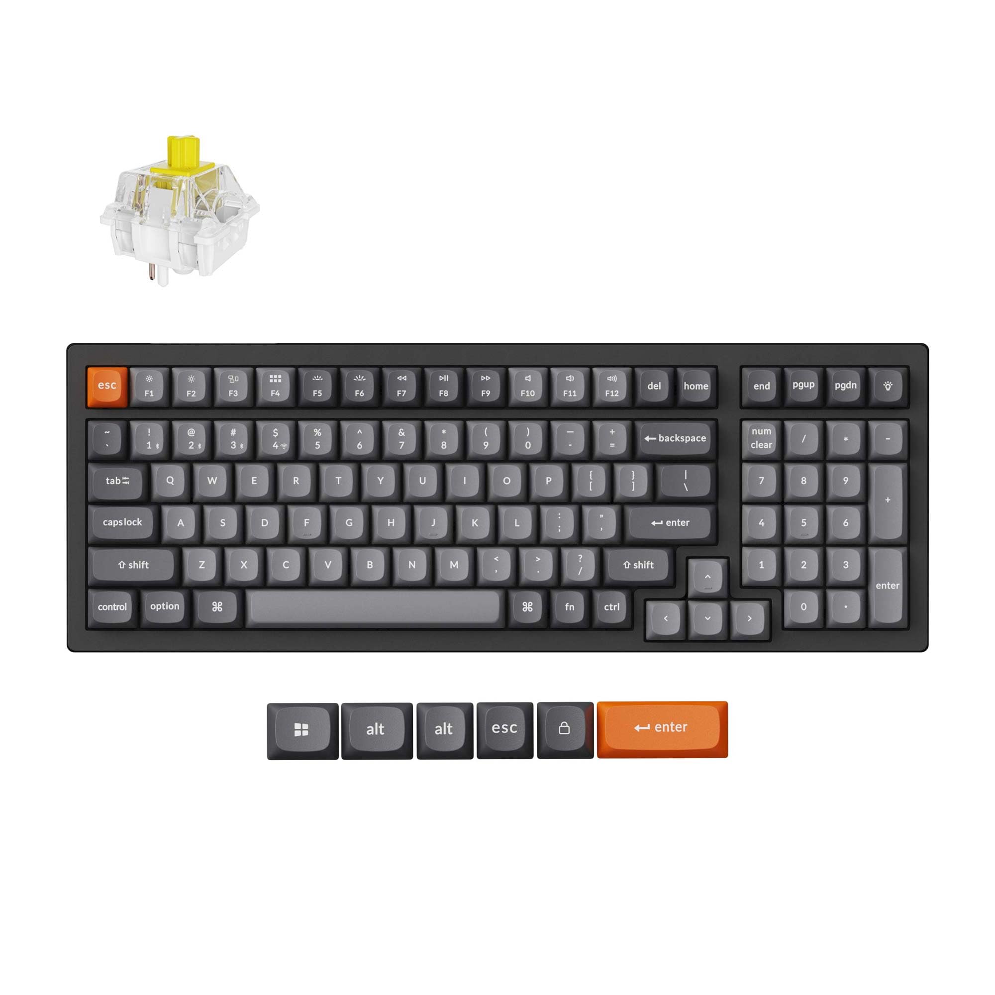 Keychron K4 Max QMK Wireless Custom Mechanical Keyboard - RGB Backlit, Hot Swappable 96% Layout, Tri-Mode (Bluetooth 5.1/2.4G/USB-C), Programmable NKRO Gaming Keyboard with Super Banana Switch for Mac/Windows - Perfect for Office Work, Gaming & Typing Enthusiasts