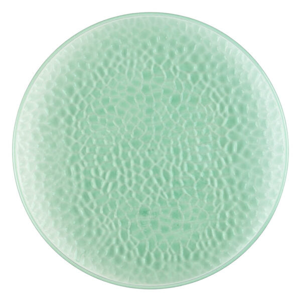 13-Inch Green Translucent Hammered Plastic Charger Plates - Set of 4 | Elegant Dinnerware for Wedding, Party & Holiday Table Decor