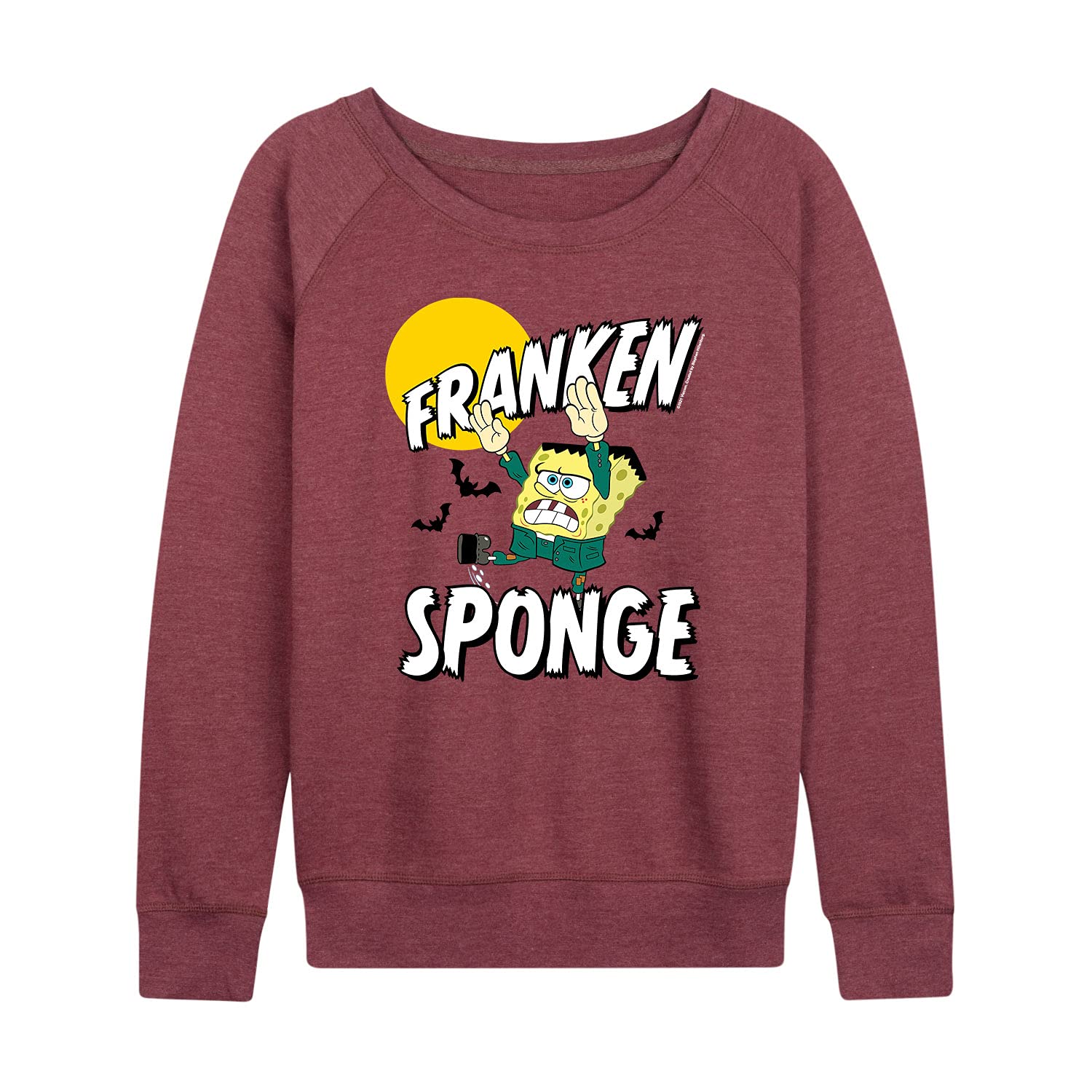 HYBRID APPAREL SpongeBob SquarePants Franken Sponge Women's Lightweight French Terry Pullover Hoodie - Soft Cartoon Character Sweatshirt for Casual Wear, Lounge & Fan Merchandise