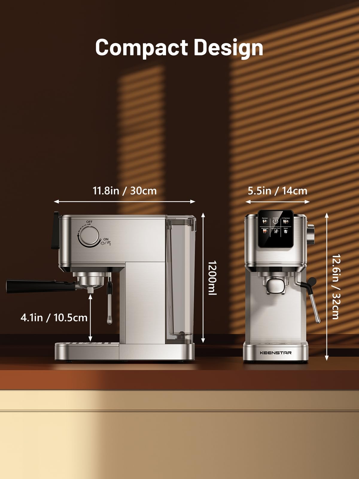 20Bar Professional Espresso Machine - Fast Heating Coffee Maker with Rapid Cold Brew & Milk Frother Steam Wand, 37oz Large Water Tank, Touch Screen Control - Perfect for Latte, Cappuccino, Iced Coffee at Home or Office - Ideal Gift for Coffee Lovers