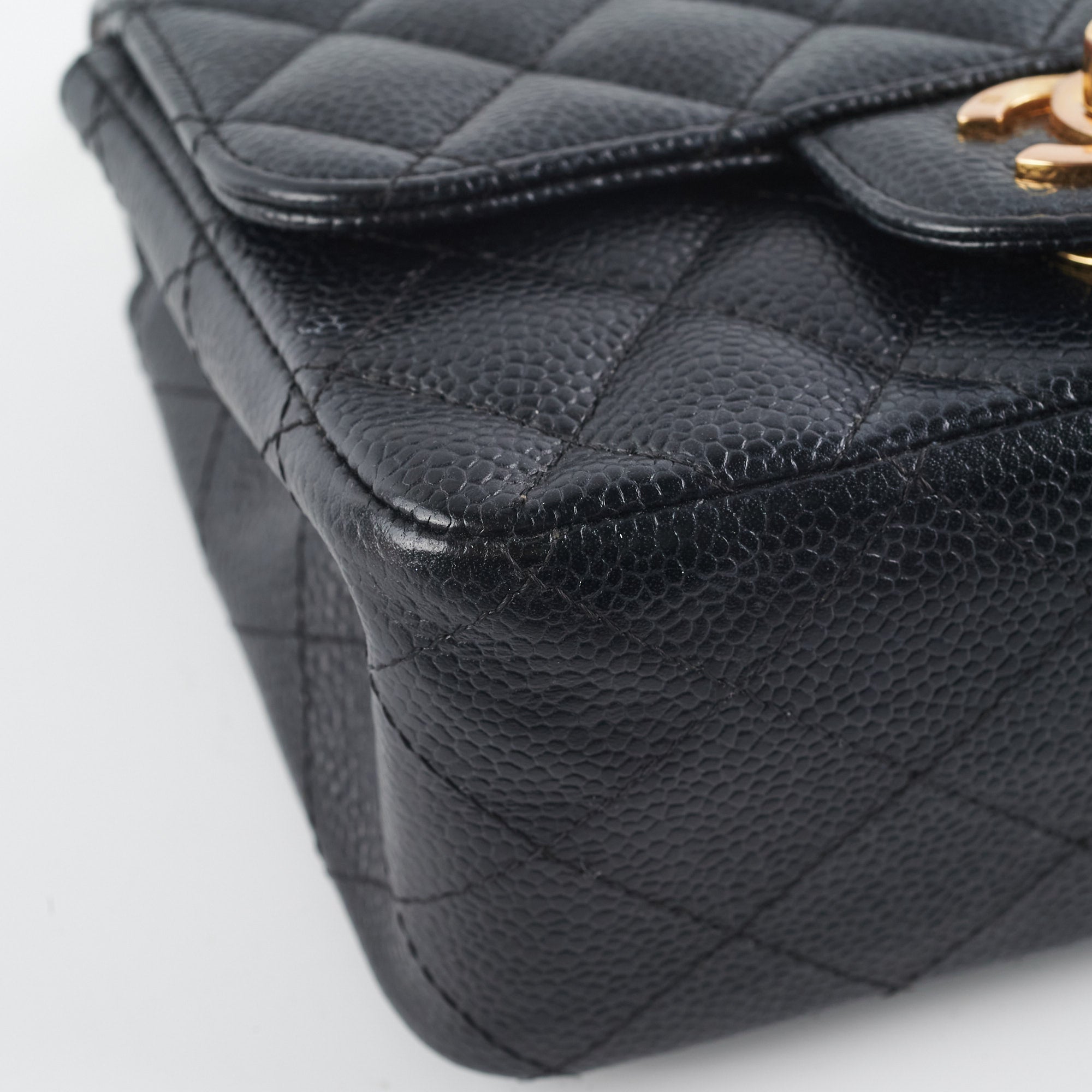 Chanel Caviar Mini Square 24k Gold Black Leather Crossbody Bag - Perfect for Evening Parties & Luxury Fashion Accessories