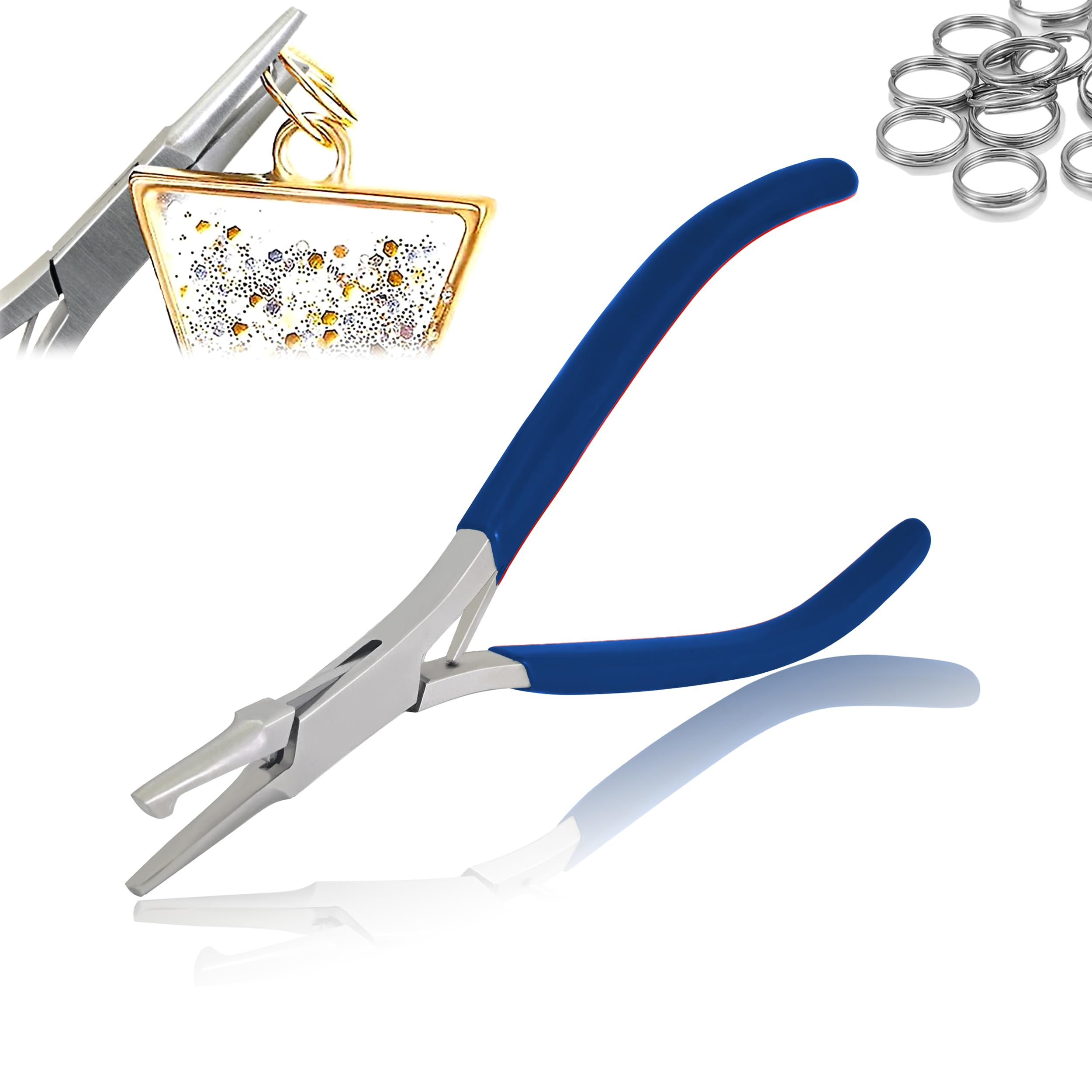 OdontoMed2011 Split Ring Opening Pliers - Jewelry Making Tool for Stone Setting, Beading & Wire Wrapping - Blue Handle (Perfect for DIY Jewelry Crafting and Professional Jewelers)
