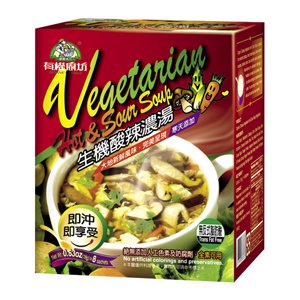 Instant Vegetarian Hot & Sour Soup Mix - 18g x 8 Bags (144g Total) - Quick & Easy Asian Meal - Perfect for Lunch, Dinner, or Snack at Home/Office