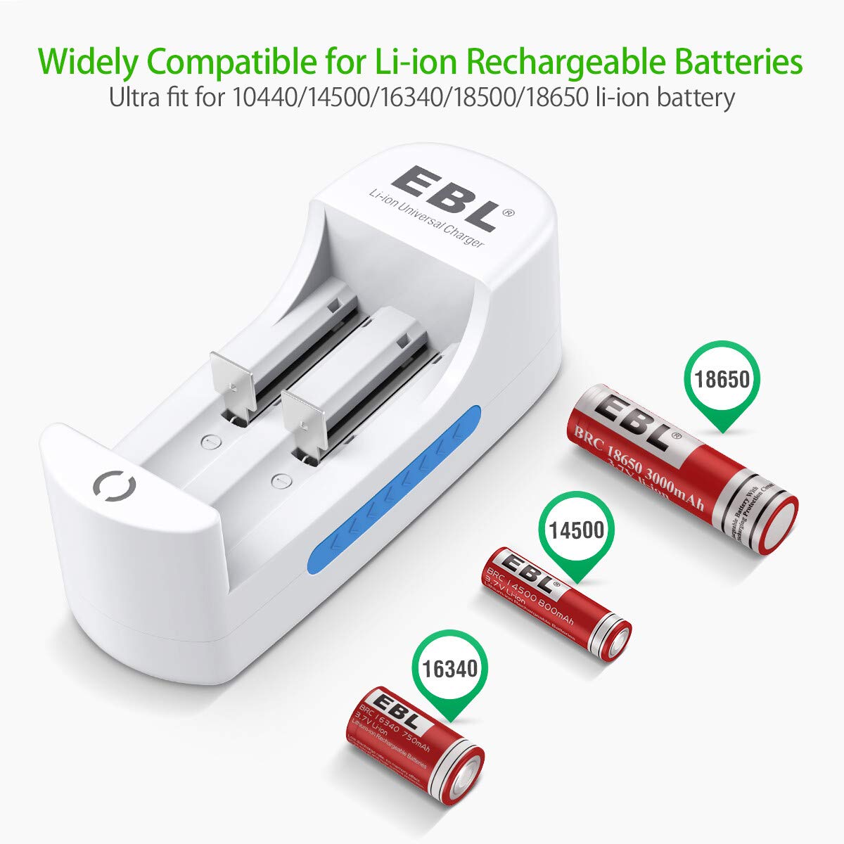 EBL 4-Pack 10440 Rechargeable Lithium Batteries with Universal 839 Battery Charger - Perfect for Flashlights, Laser Pointers, and Electronic Devices