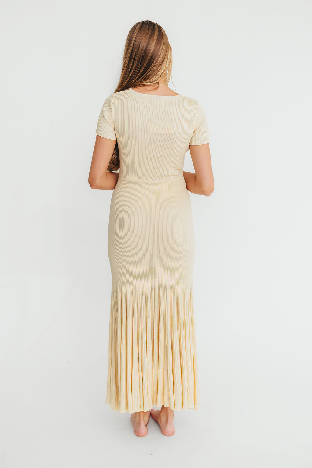 April Pleated Maxi Dress in Cream - Elegant Flowy Long Dress for Women, Perfect for Weddings, Parties & Summer Outfits