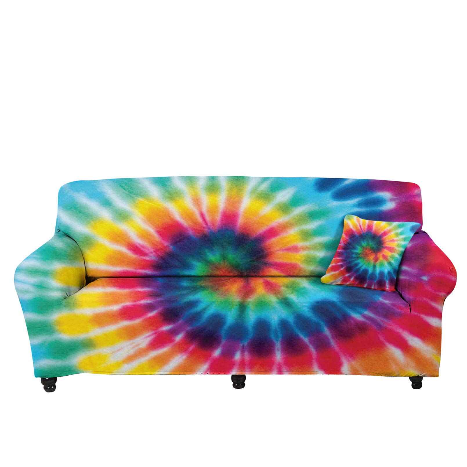 Stylish Tie-Dye Print Elastic Sofa Cover for 2-Seater Couch - Washable Slipcover for Living Room, Office Chairs & Pet Protection - Perfect for Home Decor, Family Gatherings and Cozy Movie Nights