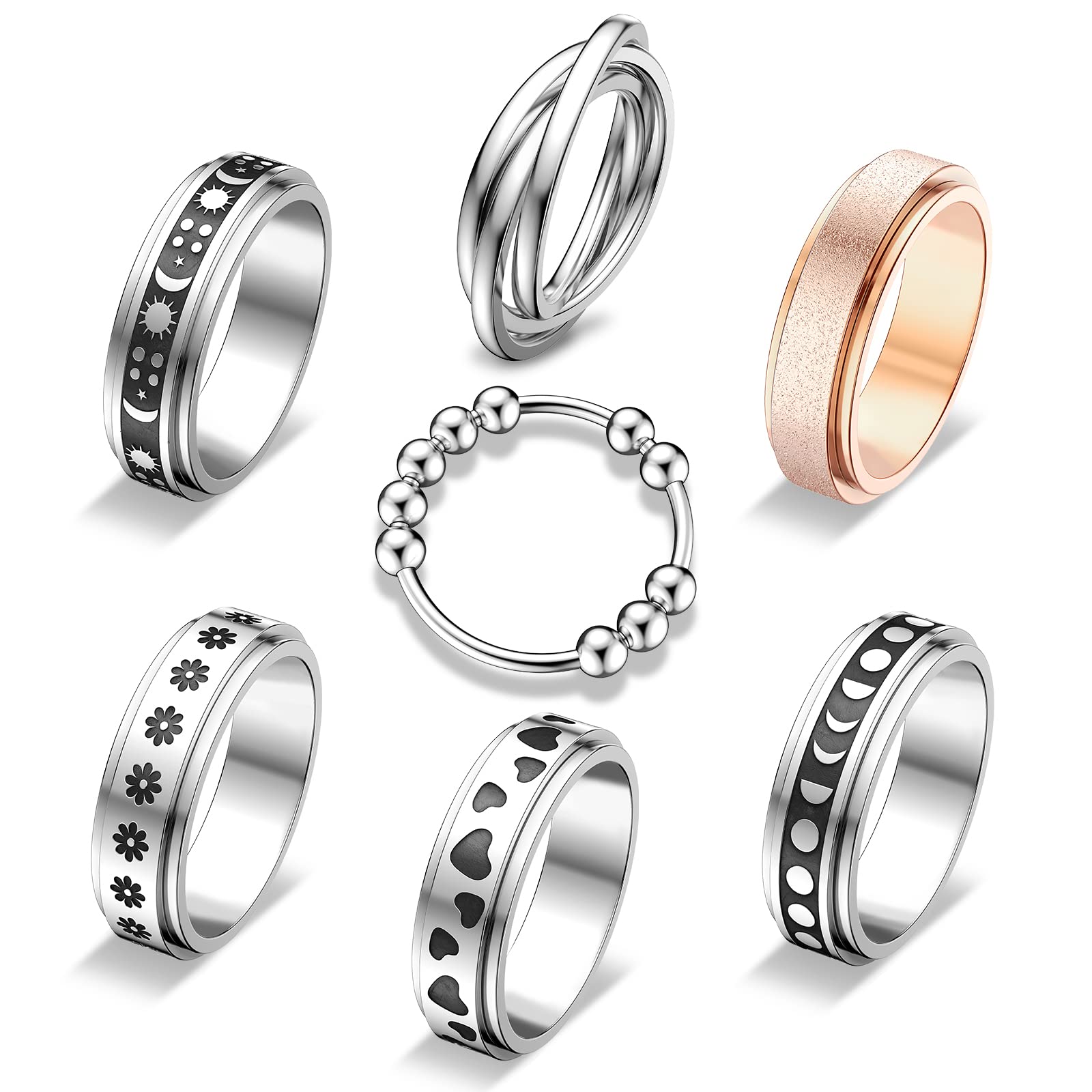 Anxiety Relief Spinner Ring for Women & Men - Stress Relieving Fidget Ring for Anxiety, ADHD, OCD - Perfect for Office, Travel & Daily Relaxation