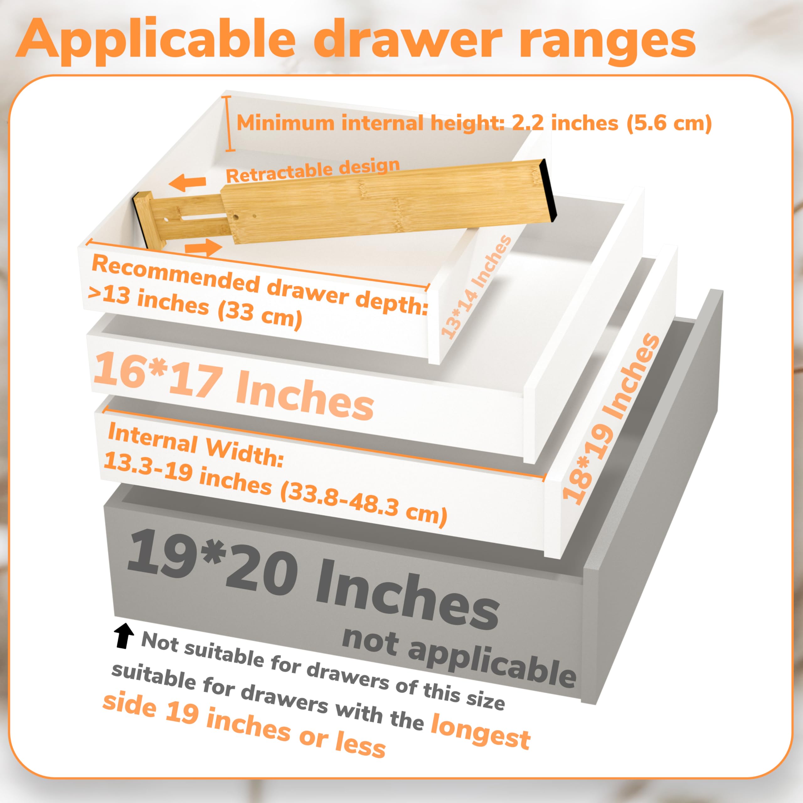 Expandable Bamboo Drawer Dividers - Adjustable Kitchen Utensil Organizer for Knives, Forks & Tools | 4-Pack Drawer Organizers for Clothes, Fabric & Accessories | Perfect for Kitchen, Bathroom, Bedroom & Office Storage Solutions