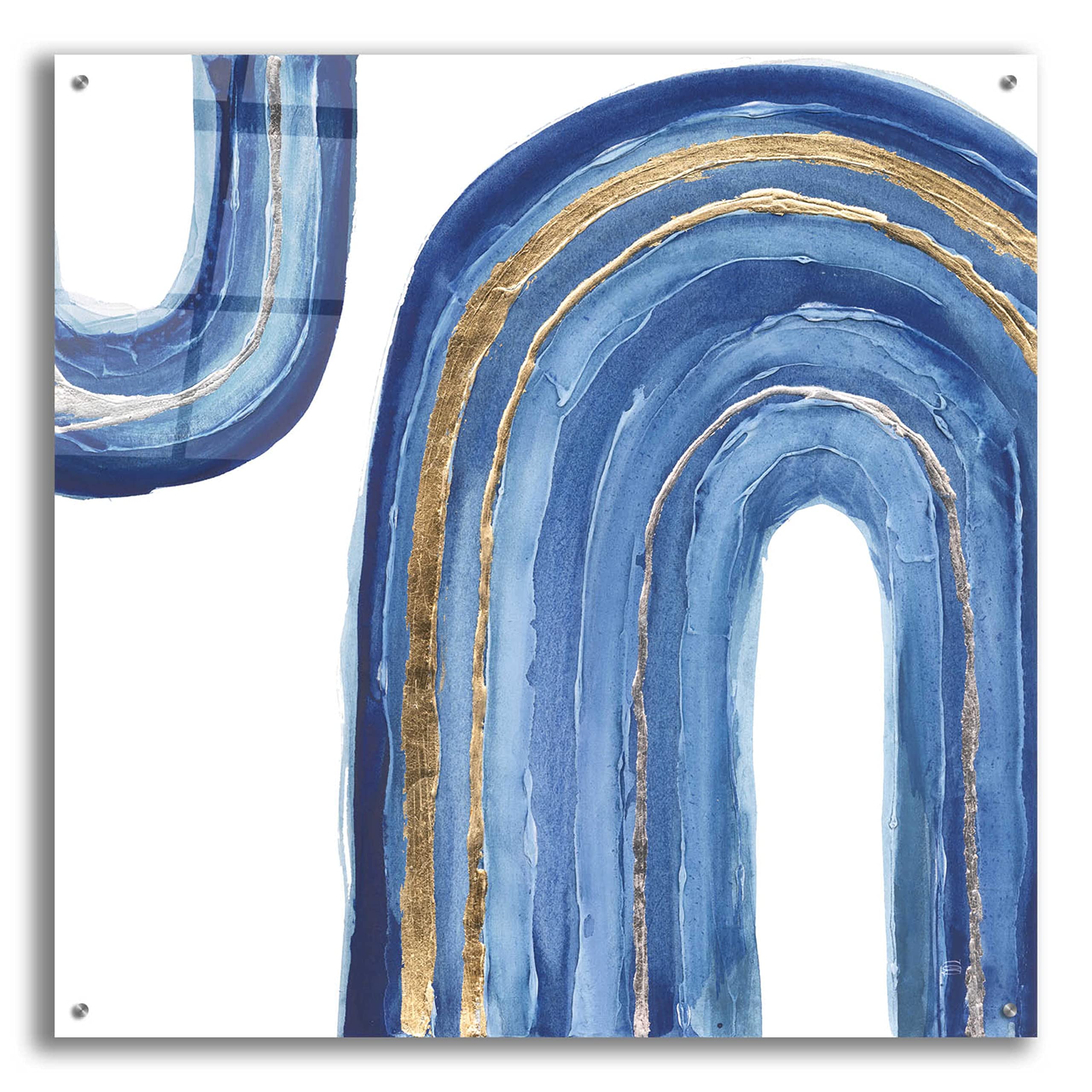 Gilded Rainbow I by Chris Paschke - 36x36 Inch Acrylic Glass Wall Art Painting, Modern Abstract Canvas Print for Living Room, Bedroom & Office Decor