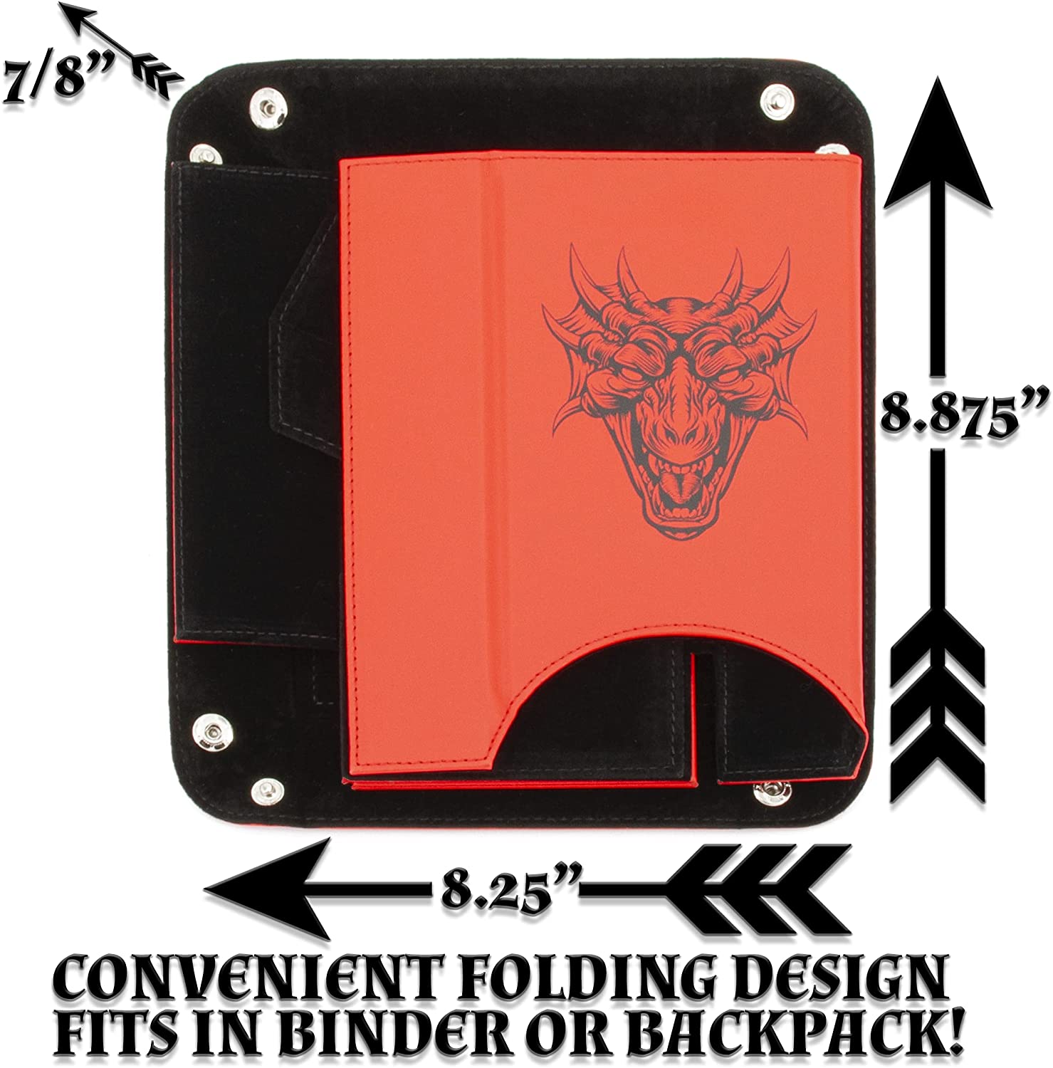 CASEMATIX Portable Folding Dice Tower with Non-Scratch Felt Interior - 8 Auto Dice Roller & Tray for Fair Random Rolls (Red) - Perfect for D&D, Board Games & RPG Adventures
