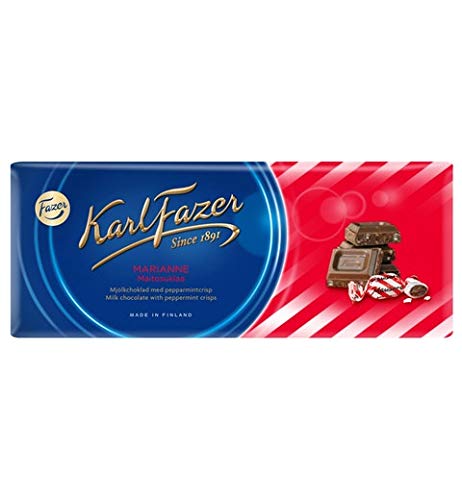 Fazer Karl Fazer Peppermint Crisps in Milk Chocolate - 22 Bars (200g Each) | Bulk Snacks for Office, Parties & Gift Baskets