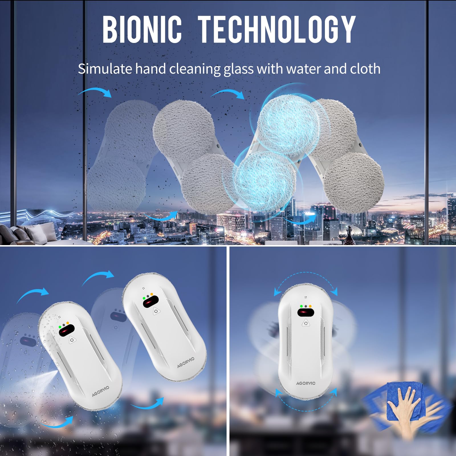Smart Window Cleaning Robot with Auto Water Spray & Navigation - Automatic Indoor/Outdoor Glass Cleaner with Triple Safety System, Edge Detection & Remote Control | Perfect for High-Rise Buildings, Skylights & Hard-to-Reach Windows