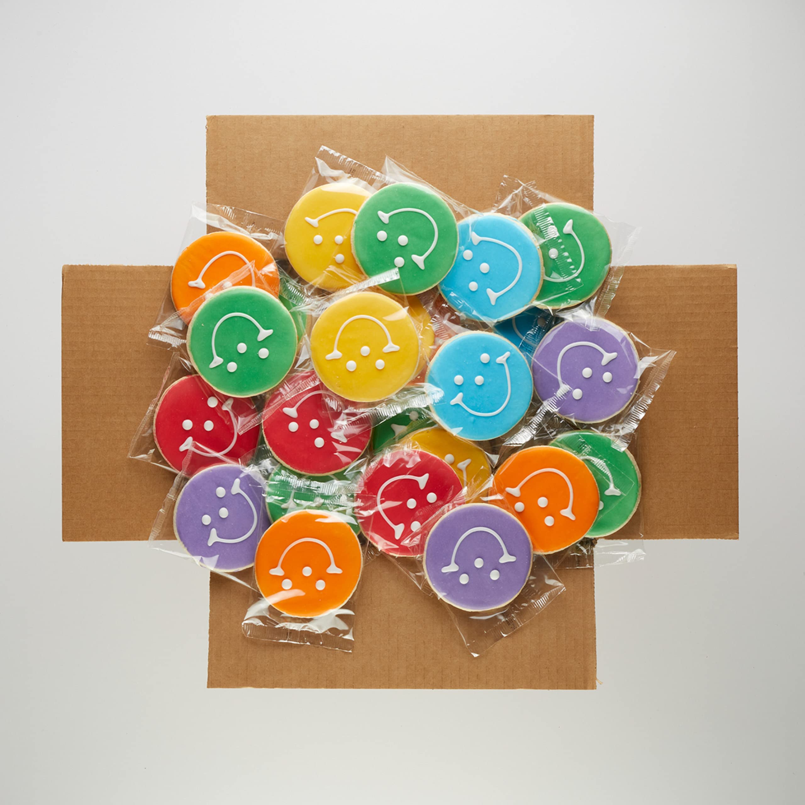 50-Pack Nut-Free Rainbow Smiley Face Cookies - Colorful Fun Treats for Birthday Parties, Classroom Rewards & Holiday Celebrations