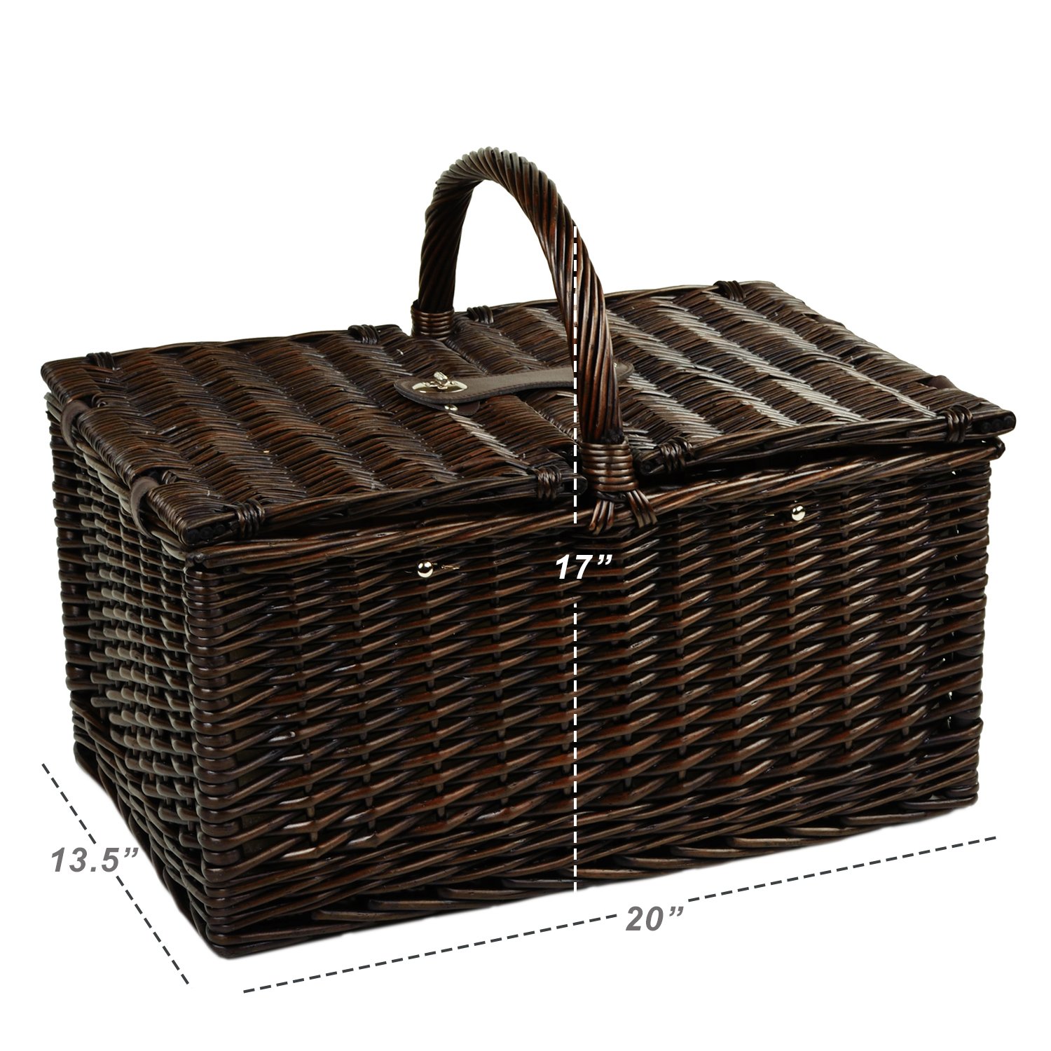 Premium Willow Picnic Basket Set for 2 - Includes Blanket & Coffee Service - Handcrafted in USA | Perfect for Outdoor Dates, Beach Picnics & Garden Parties