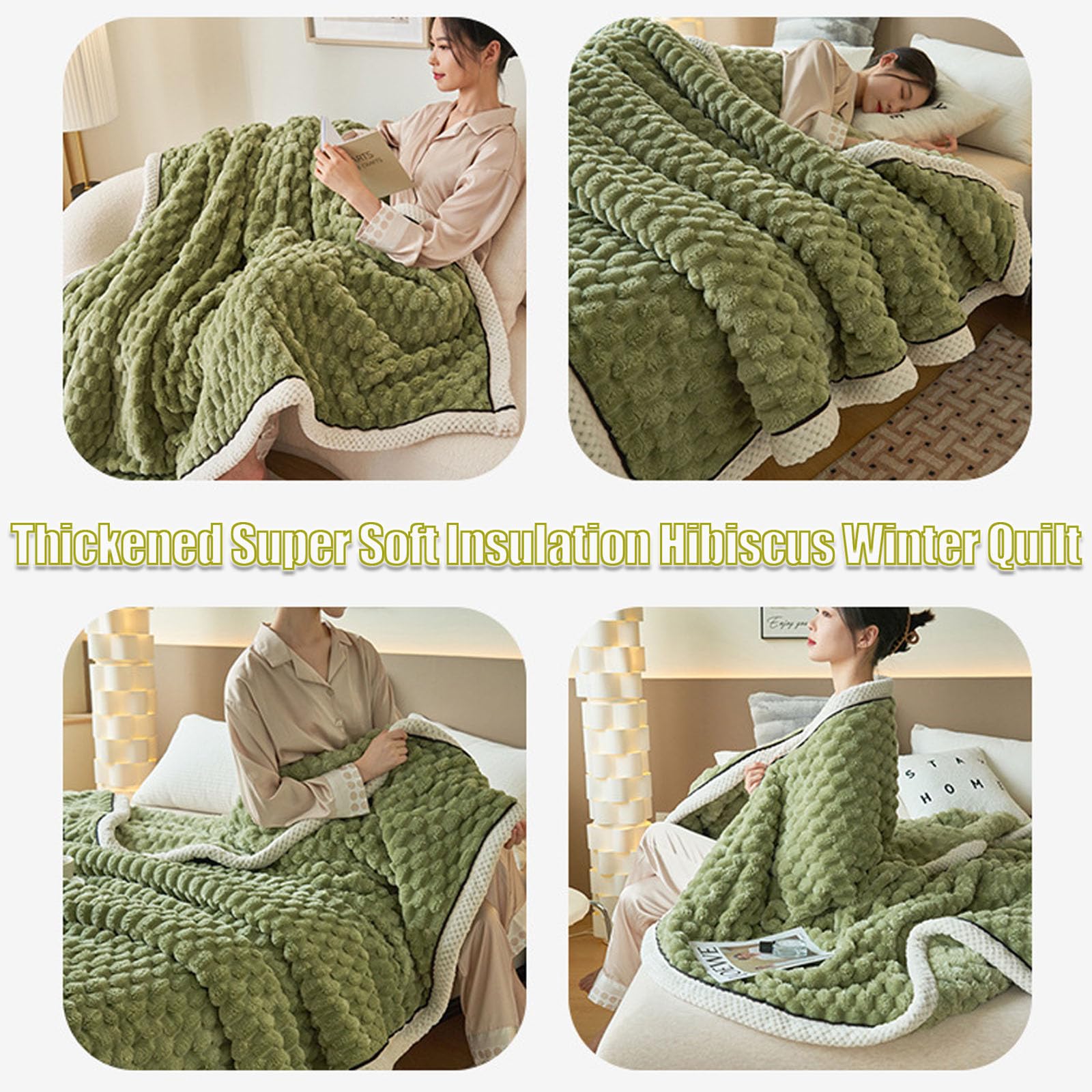 Premium Thickened Super Soft Winter Quilt - Milk Velvet Hibiscus Design, Breathable Warm Comforter for Cold Weather, Ultra Cozy Lamb Fleece Blanket (Blue, 200x230cm/79x90in) - Perfect for Bedroom, Guest Room, and Cozy Winter Nights