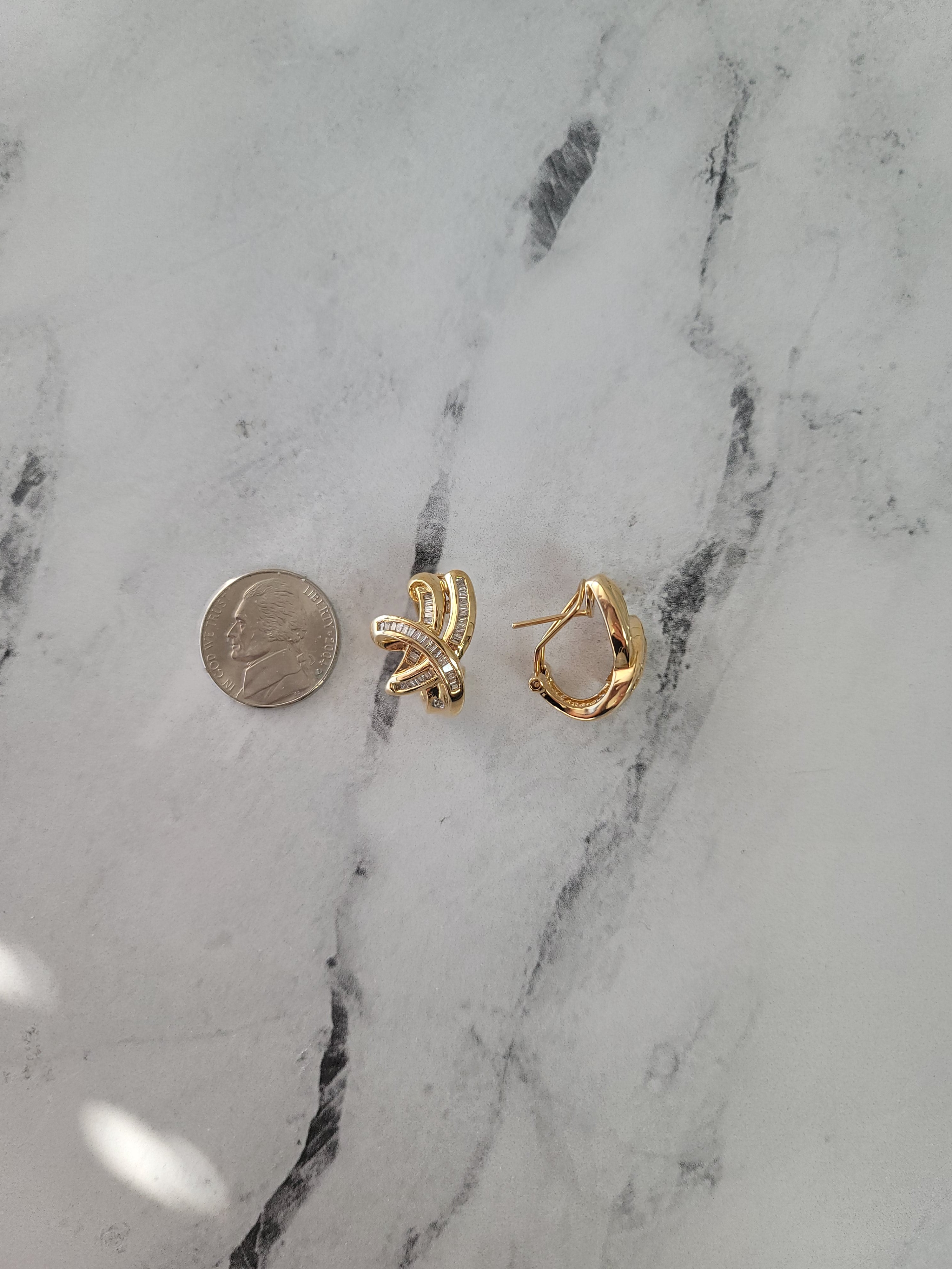 0.73cttw Baguette Diamond Earrings in 14k Yellow Gold - Elegant Stud Earrings for Women, Perfect for Weddings, Parties & Everyday Wear