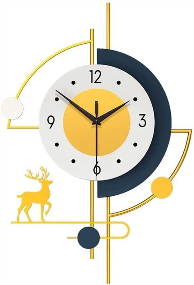Nordic Style Large Metal Wall Clock - Modern Silent Non-Ticking Quartz Clock for Home Decor | Battery Operated Decorative Clock for Living Room, Bedroom, Office & Kitchen | Perfect for Minimalist Interiors and Contemporary Spaces