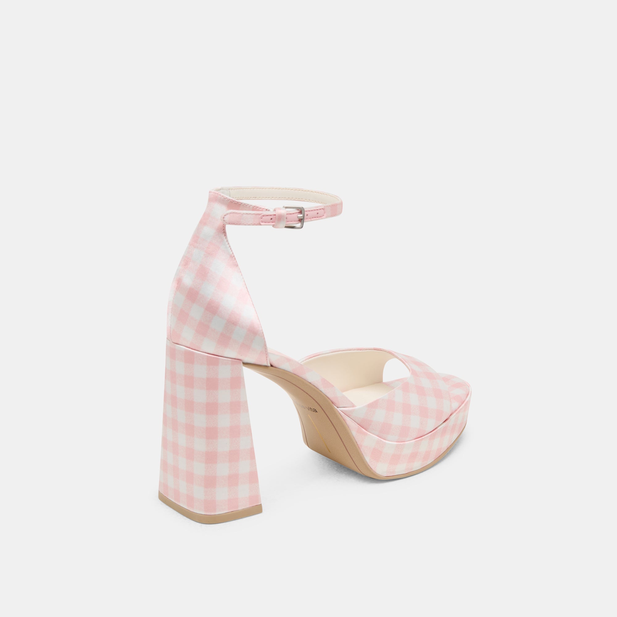 PANDRO X BYRDIE Golf Heels for Women - Pink Plaid Gingham Pattern Comfortable Wedge Shoes - Perfect for Golf Outings, Weddings & Summer Parties