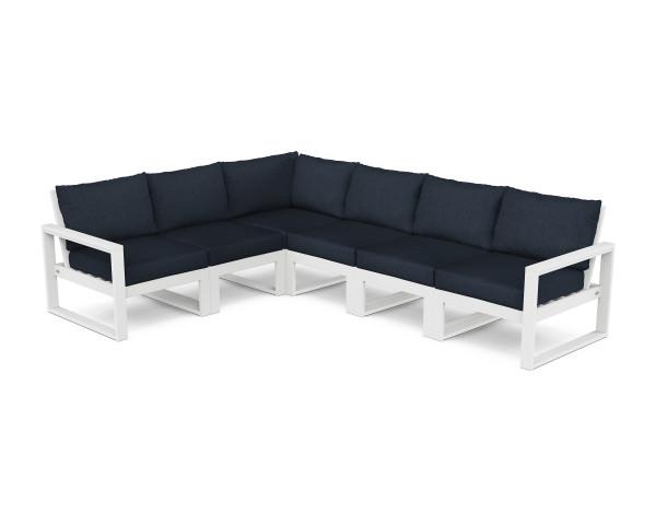 Polywood EDGE 6-Piece Modular Deep Seating Set - Outdoor Patio Furniture for Garden, Deck, Poolside - Durable & Weather-Resistant