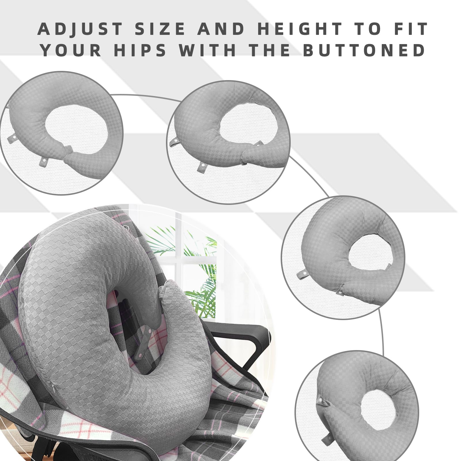 BBL Surgery Recovery Pillow - Post Brazilian Butt Lift Donut Cushion for Sitting, Sleeping & Driving - Orthopedic Seat Pillow for Women with Lumbar Support (Gray) - Perfect for Post-Op Comfort at Home, Office & Car