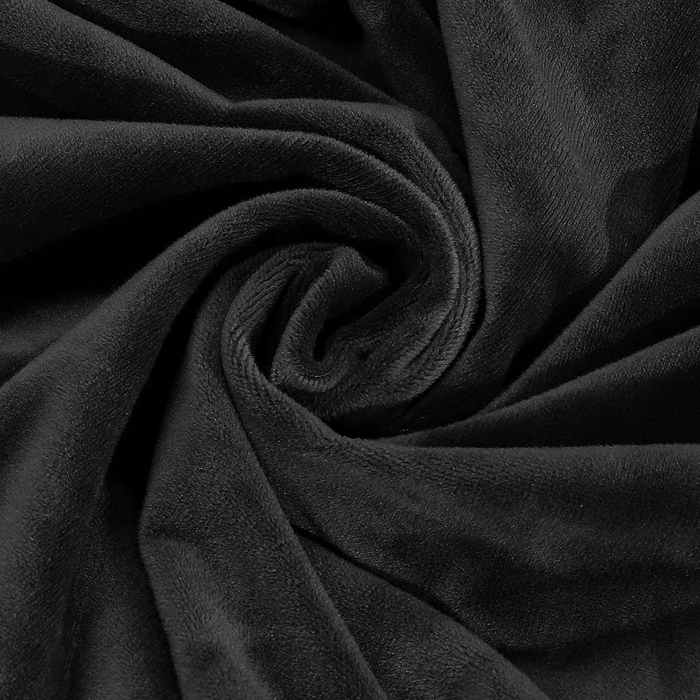 ELEOPTION 5-Seat L-Shaped Recliner Sofa Cover - Velvet Stretch Slipcover for Sectional Couches, 7-Piece Corner Reclining Furniture Protector, Soft Washable Black - Perfect for Living Room, Family Room & Home Theater Seating Protection