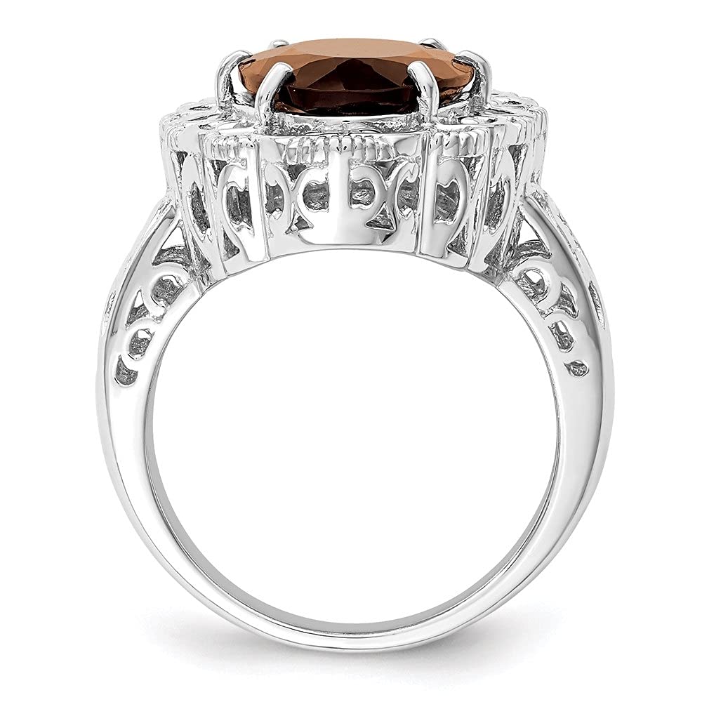 9.85ct Oval Cut Smoky Quartz 925 Sterling Silver Engagement Ring for Women - Diamond2Deal | Elegant Promise, Wedding & Anniversary Jewelry Gift