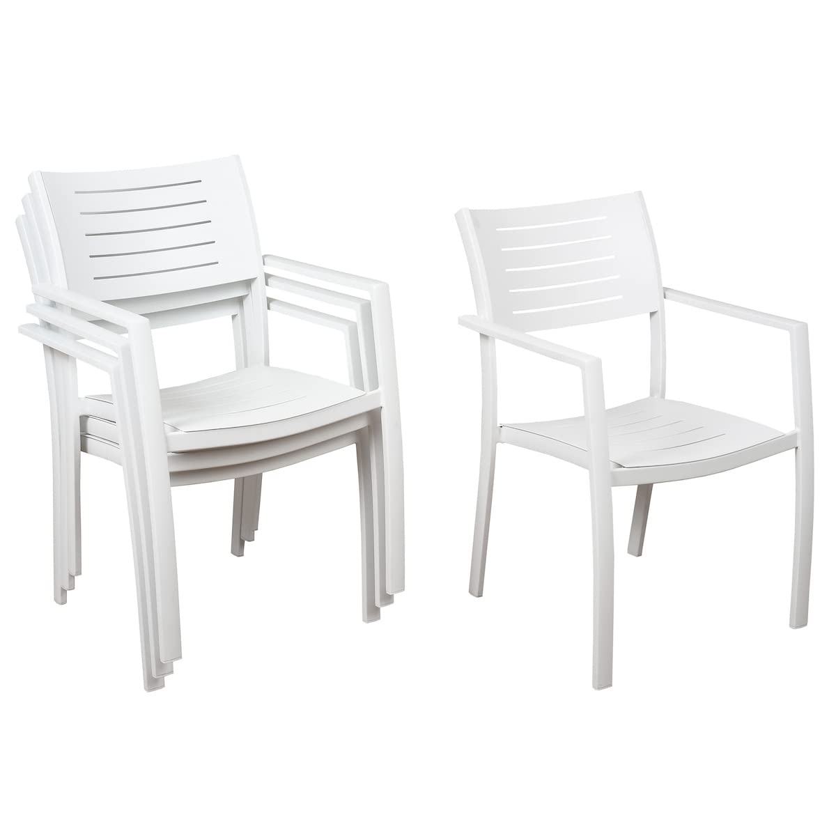 Premium 5-Piece Outdoor Teak & Aluminum Round Dining Set with White Cushioned Chairs - Patio, Garden, Poolside & Backyard Furniture for Outdoor Entertaining
