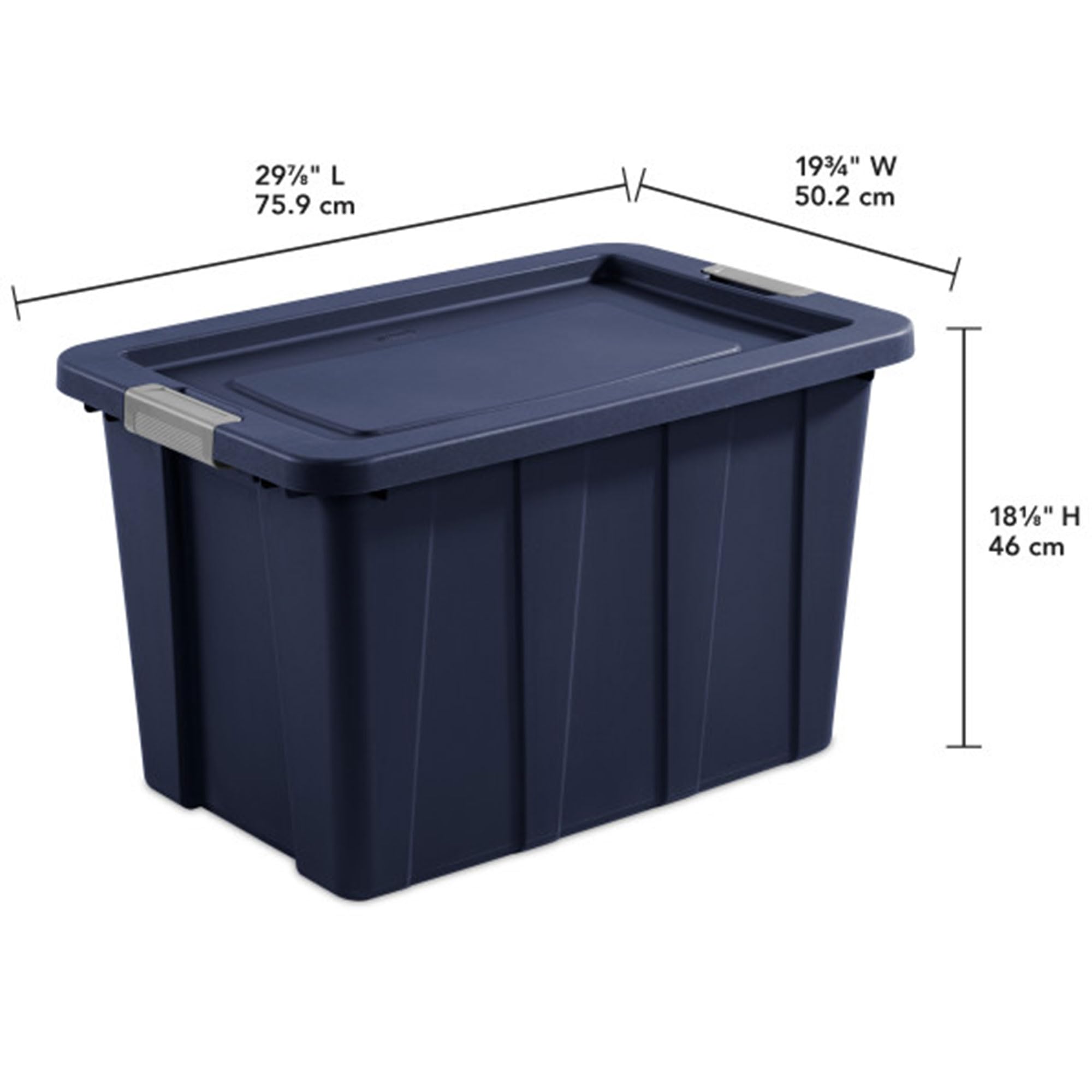 Sterilite 8-Pack 30 Gallon Heavy Duty Storage Bins with Secure Lids - Dark Indigo Tuff1 Totes for Home Organization, Garage, and Moving Supplies