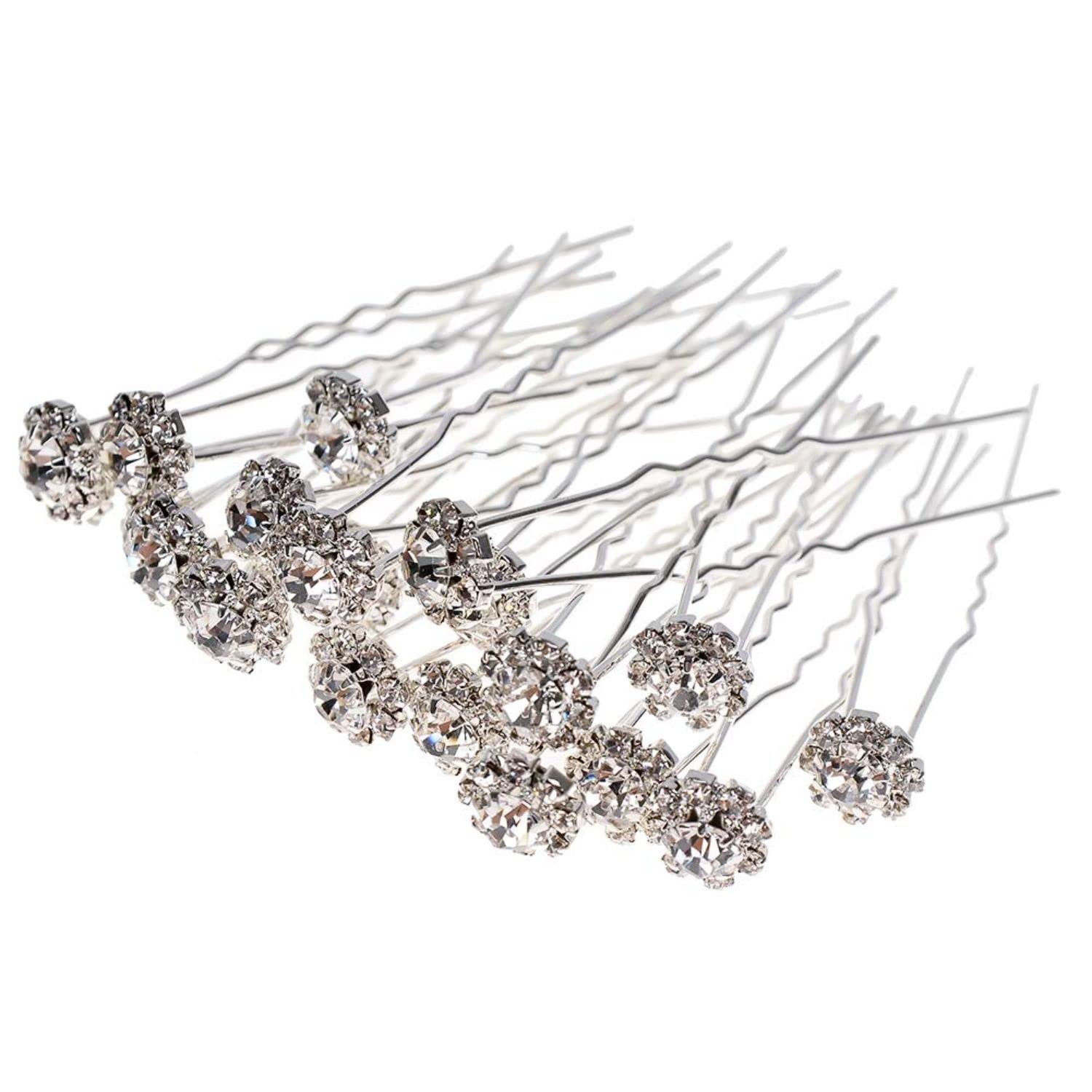 FAMEZA 20 Pcs Women's Wedding Hair Pins - Crystal Flower Bridal Hair Accessories for Bridesmaids, Prom & Special Occasions