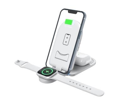 3-in-1 Wireless Charger for iPhone, Samsung, Apple Watch & AirPods - Fast Charging Station for Home, Office & Travel | Compact Multi-Device Charging Pad for Phones & Smartwatches